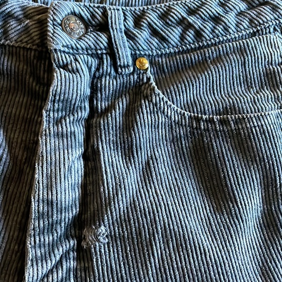 Vintage distressed Sasson blue gray corduroy pants with ankle zips - Picture 5 of 12